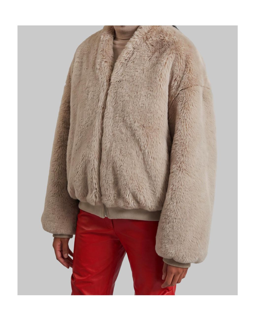 Frankie Shop Natural Senna Faux Fur Oversized Jacket
