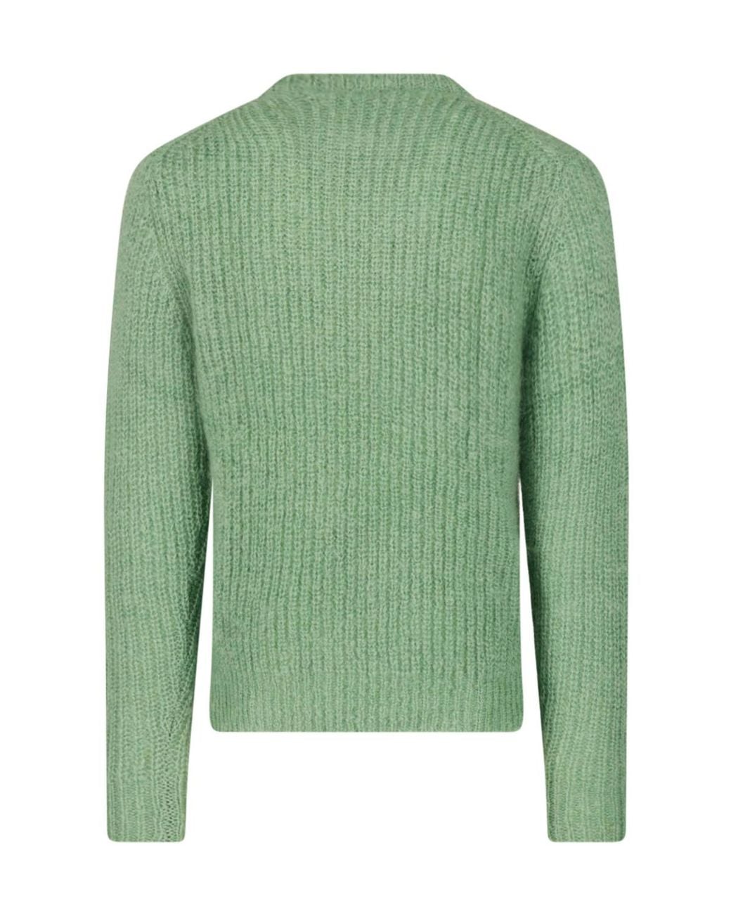 Aspesi Green Chunky Crew Neck Knitted Sweater for men