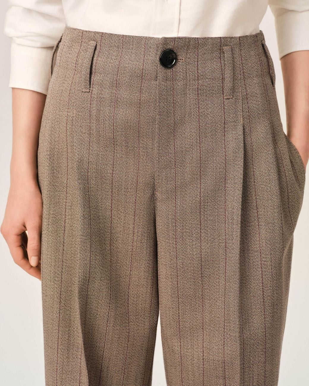 AMI Brown Ami Wool Striped Two-Pleats Trousers