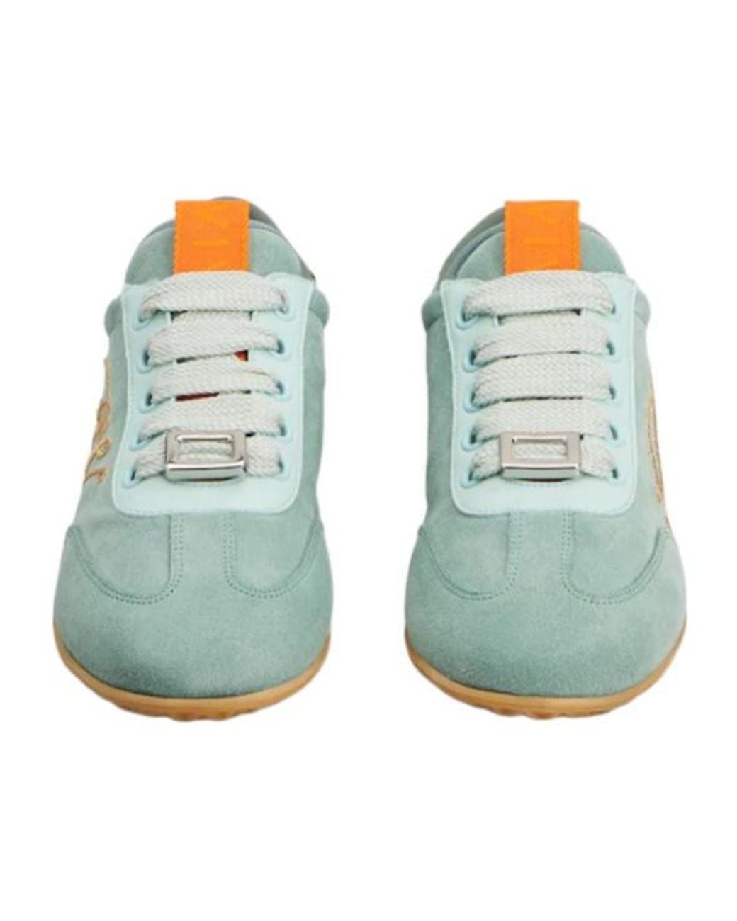 Roger Vivier Blue Logo-Engraved Lace-Up Sneakers