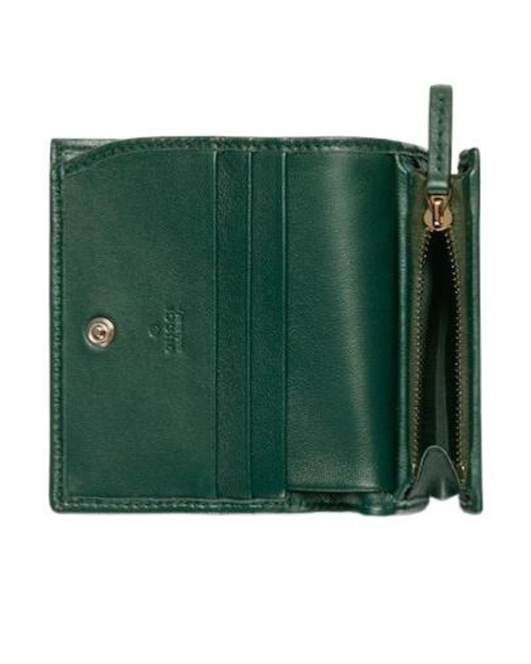 Gucci Green Gg Marmont Card Case Wallet