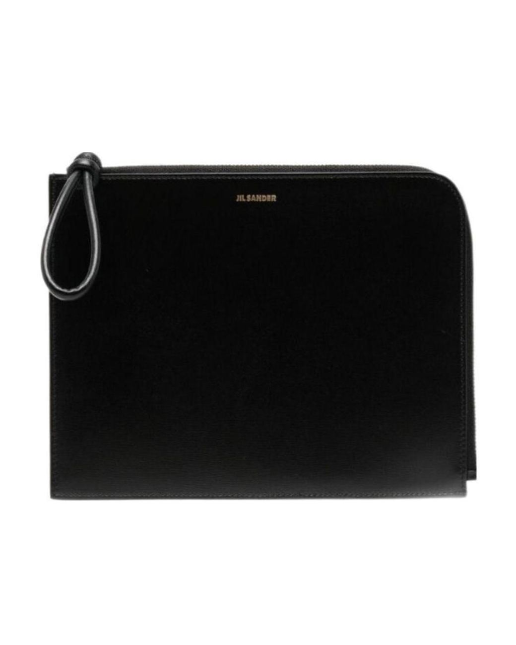 Jil Sander Black Logo Print Strap Clutch Bag