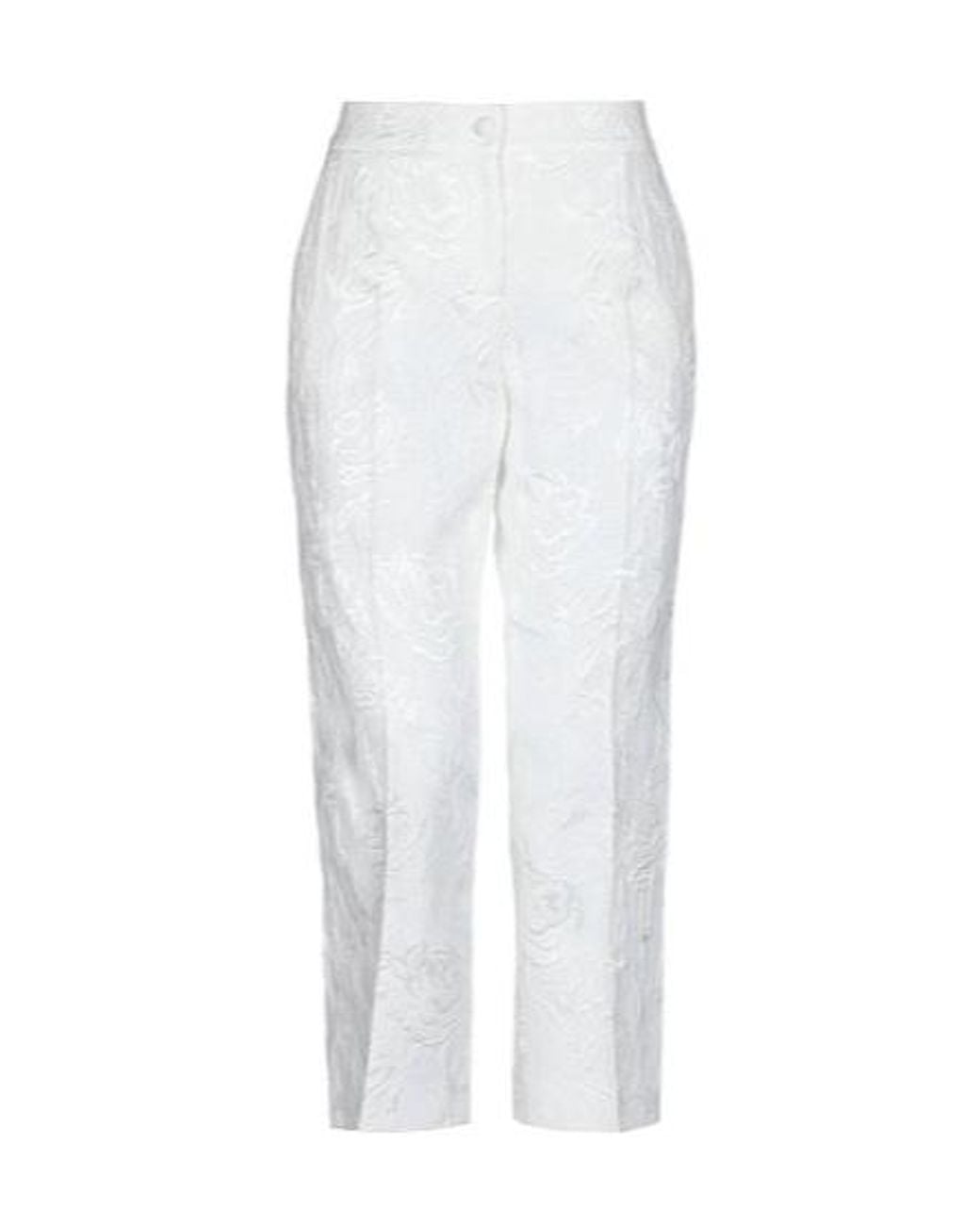 Dolce & Gabbana White Minimalist Floral Casual Pants