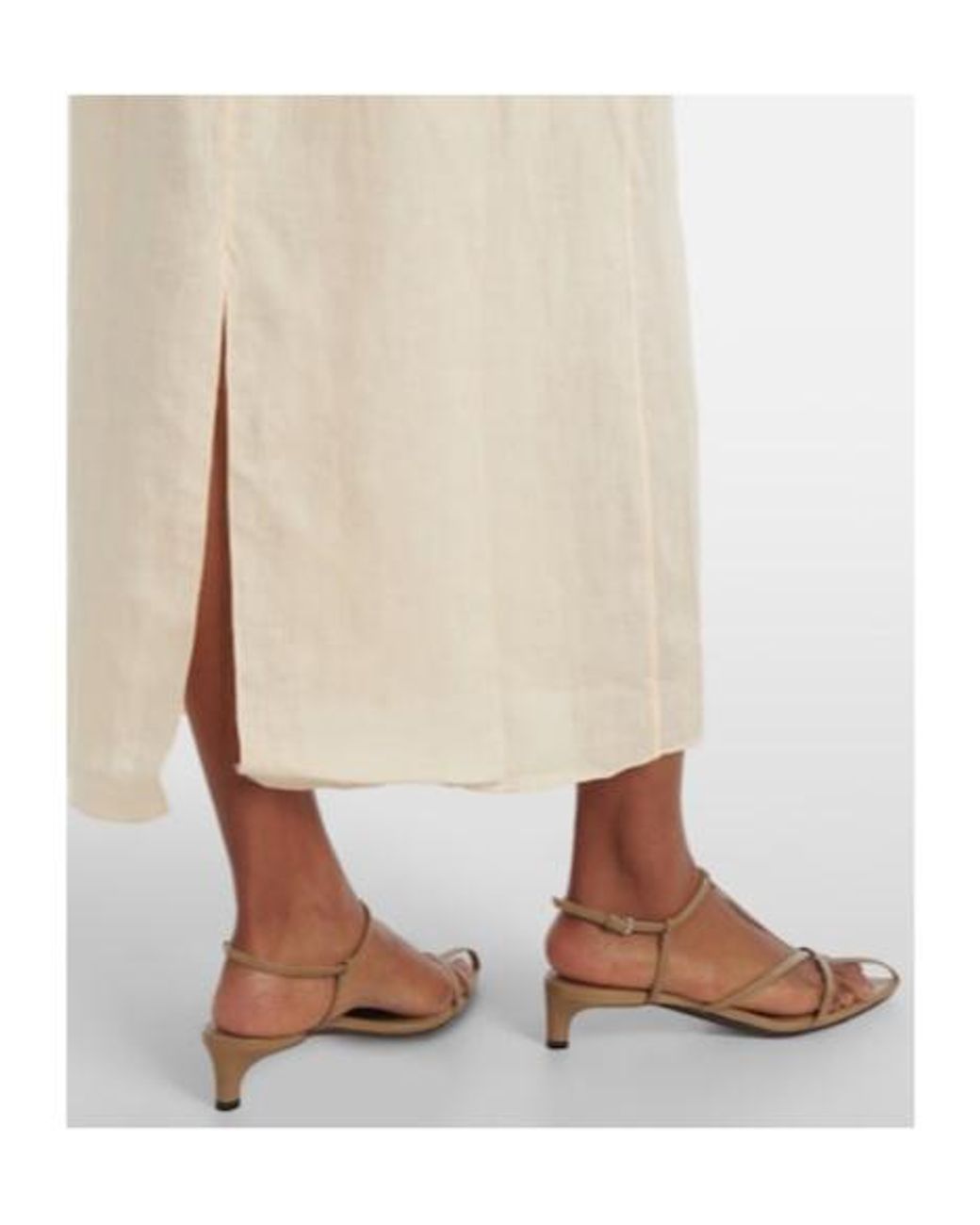 Johanna Ortiz White Ruffled Linen Midi Dress