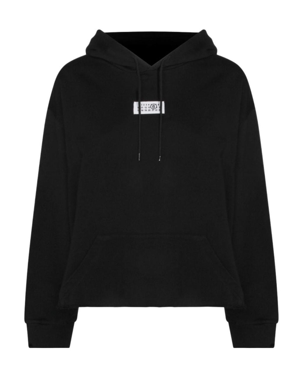 MM6 by Maison Margiela Black Drawstring Raw-Hem Hoodie