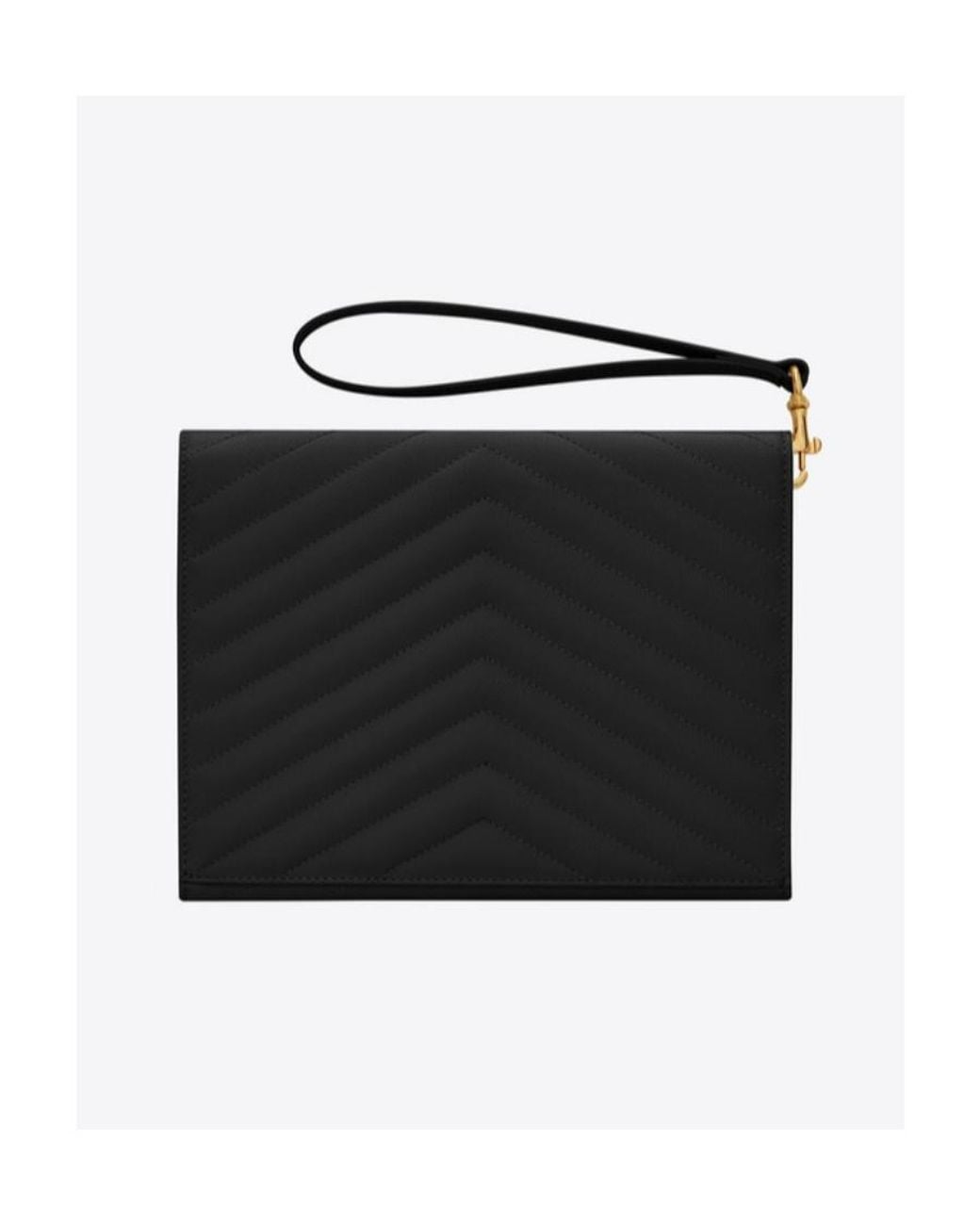 Saint Laurent Black Cassandre Quilted Flap Pouch