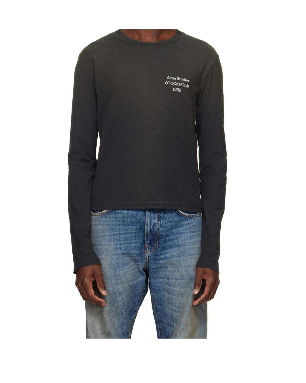 Acne Black Logo-Print Long-Sleeve T-Shirt for men
