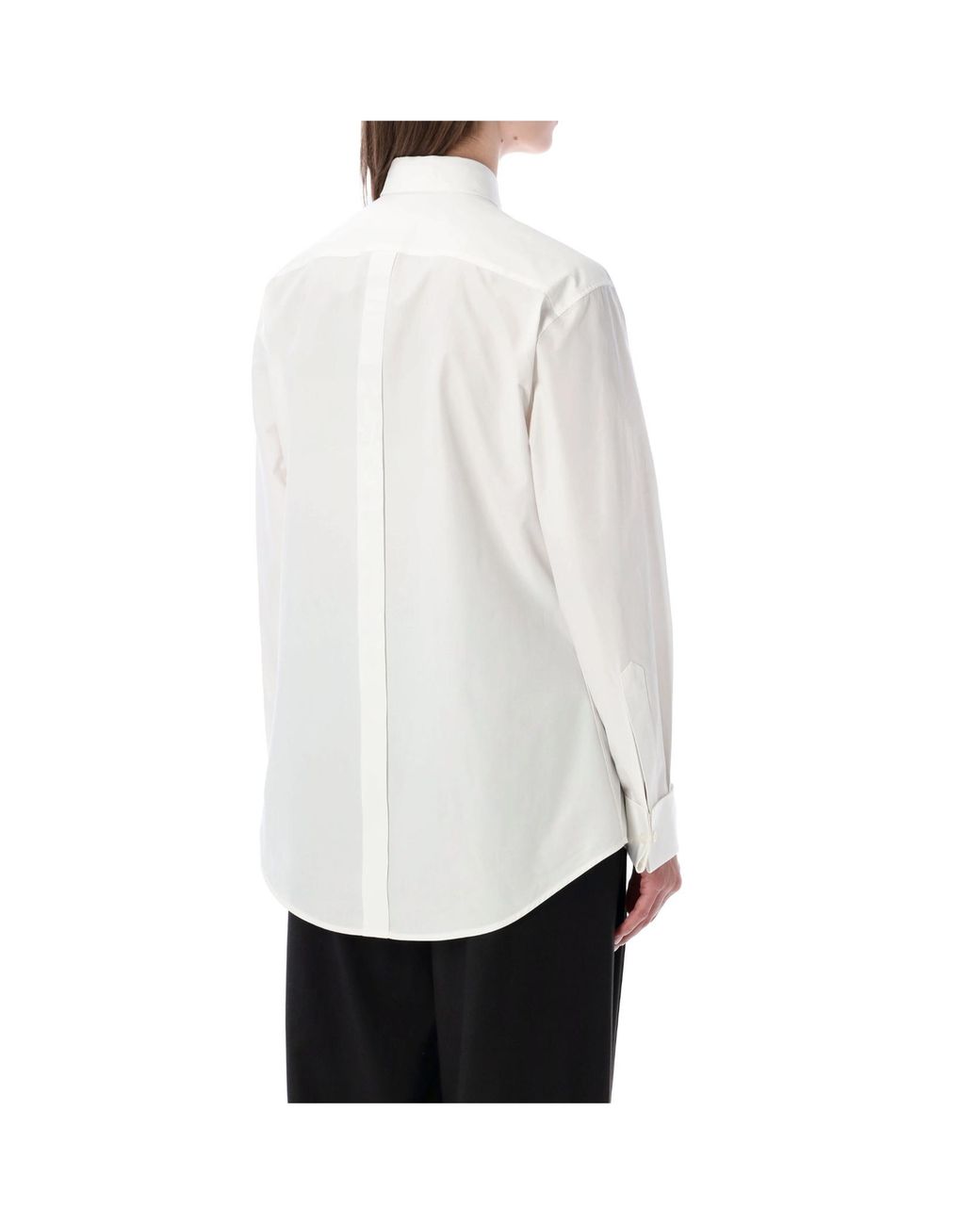 Balenciaga White Floral Appliqué Long-Sleeved Shirt