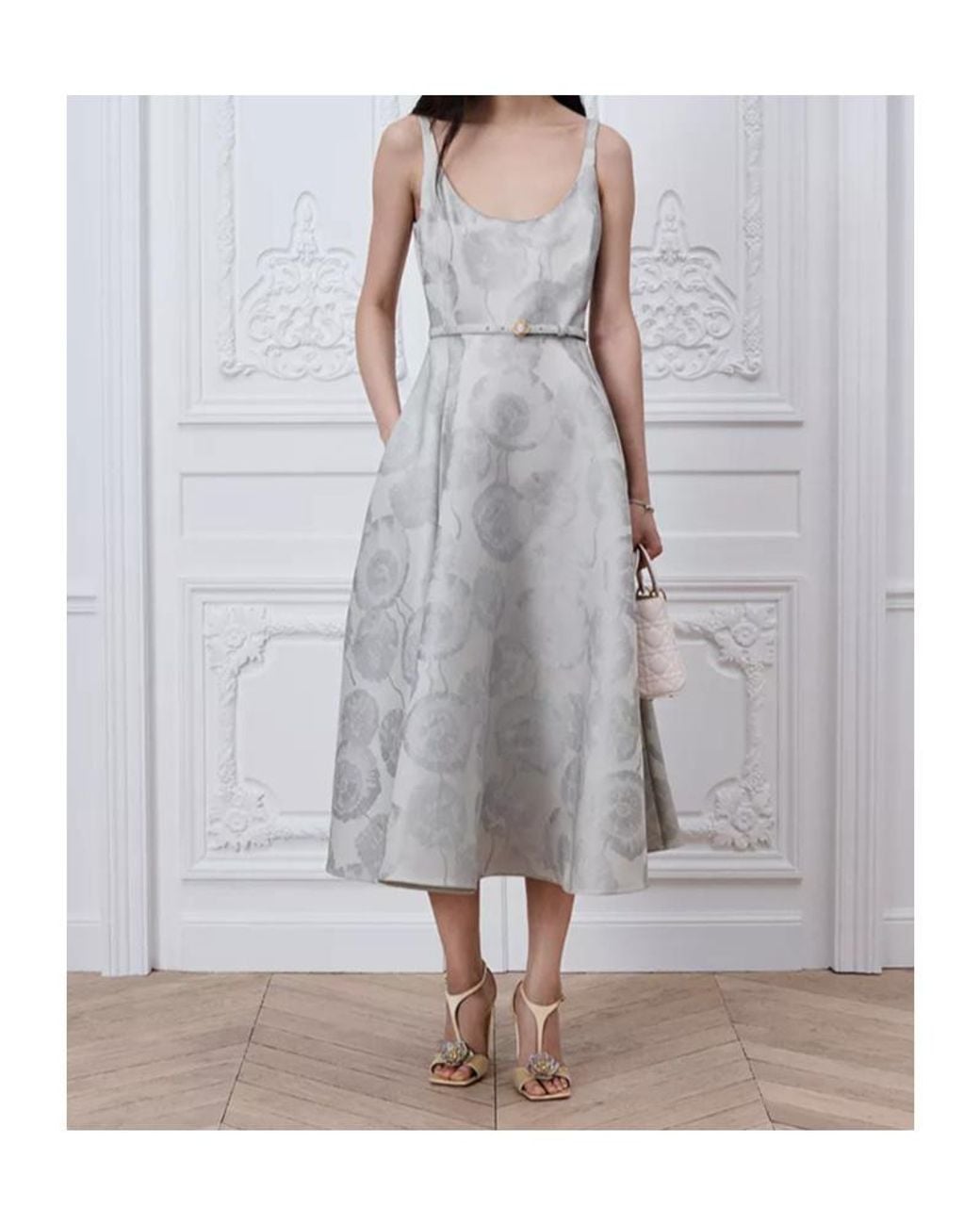 Dior White Mid-Length Belted Dress