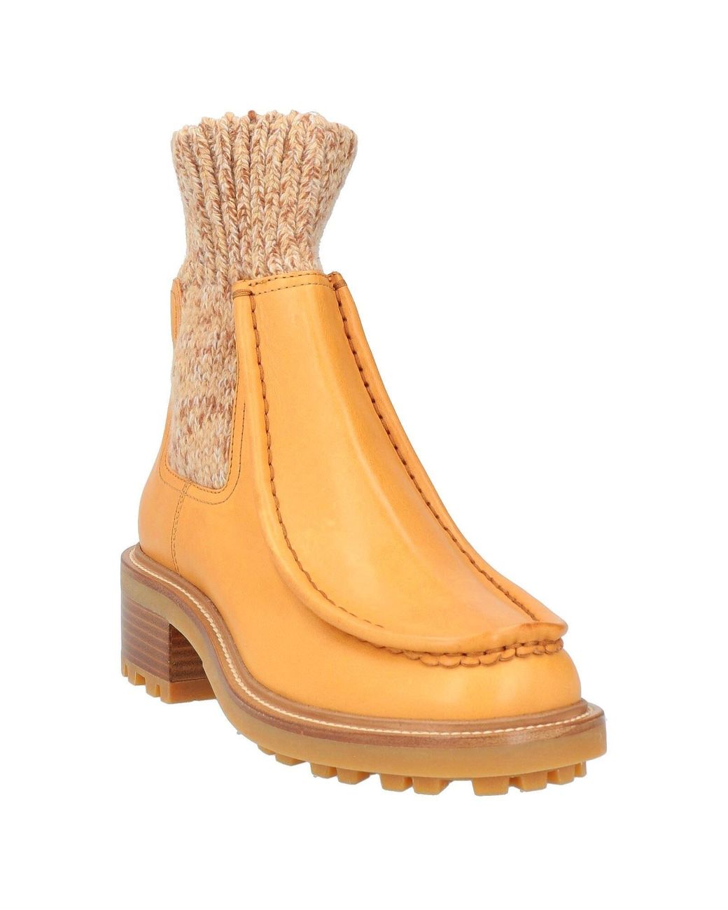 Chloé Orange Comfortable Multi-Color Round-Toe Ankle Boots