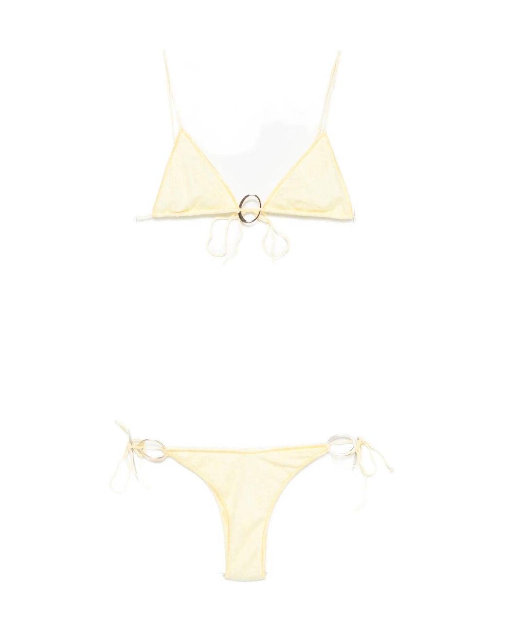 Oseree White Oséree Lace Ring-Detail Triangle Bikini Set