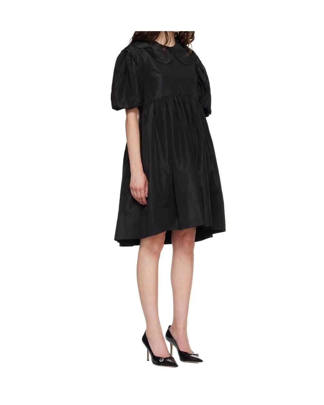 Simone Rocha Black Puff-Sleeve Petal-Collar Dress