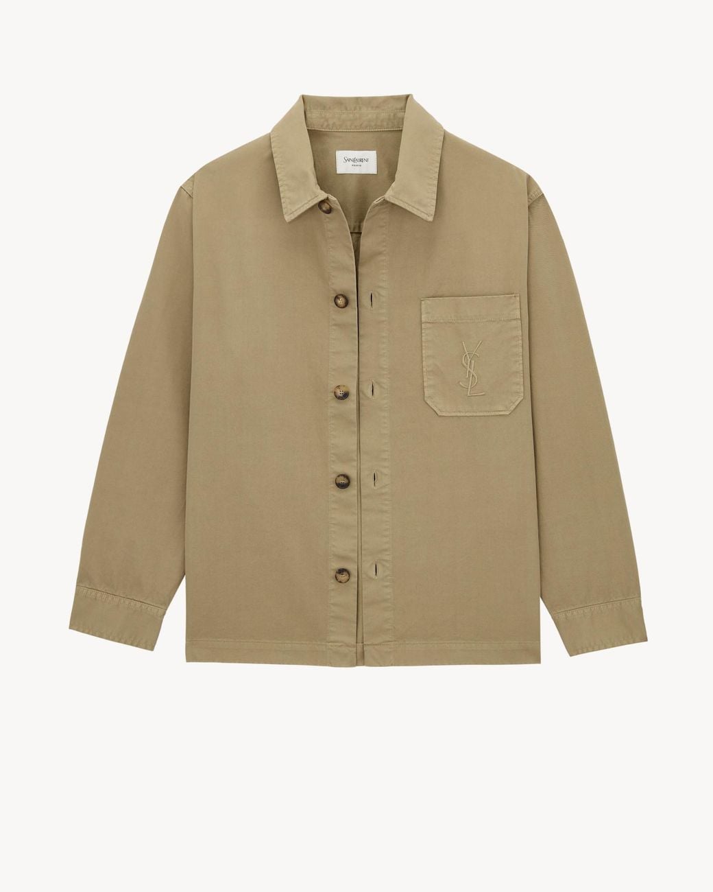 Saint Laurent Natural Cassandre Button-Up Overshirt for men