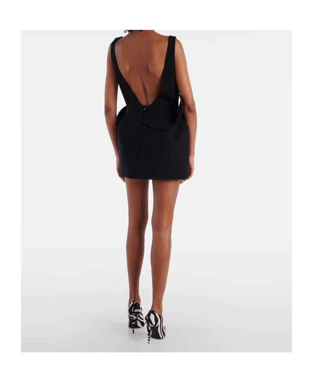 Magda Butrym Black Floral-Applique Ruffled Minidress