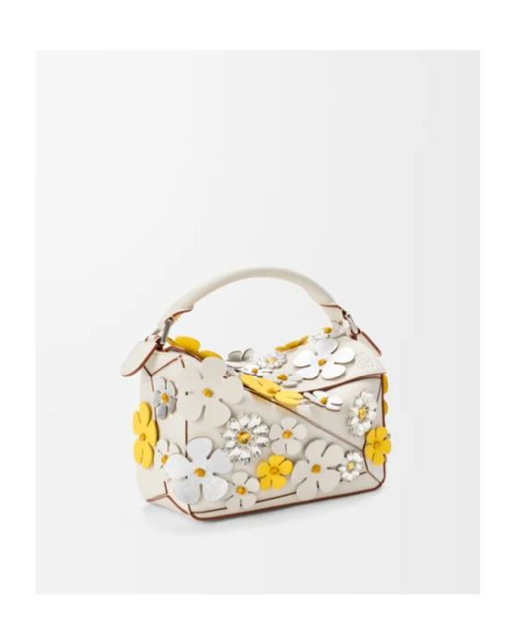 Loewe Metallic Small Puzzle Floral-Appliqué Tote Bag