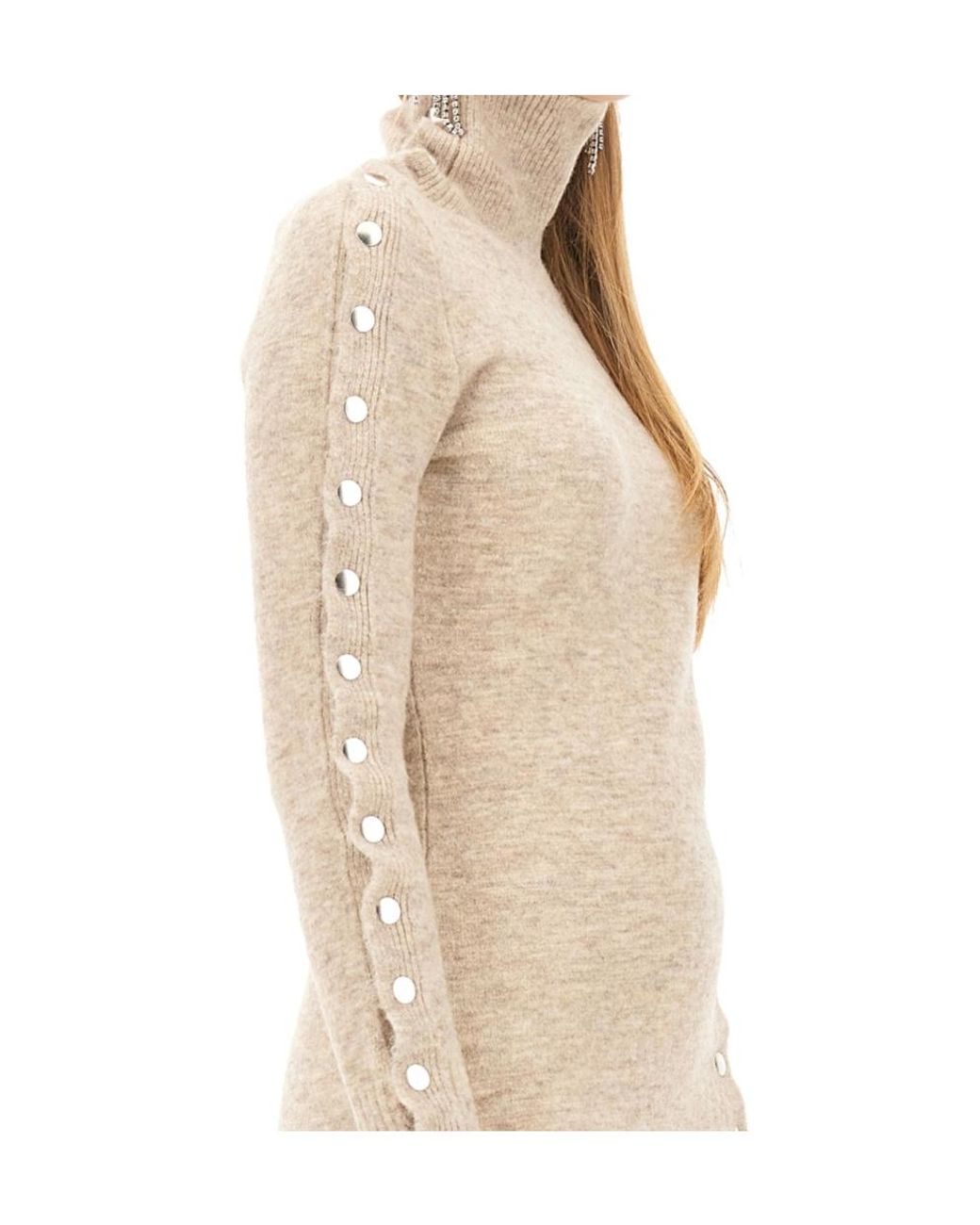 Isabel Marant Natural Turtleneck Knitted Mini Dress