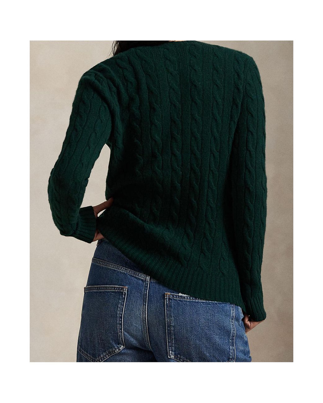 Polo Ralph Lauren Green Cable-Knit V-Neck Jumper