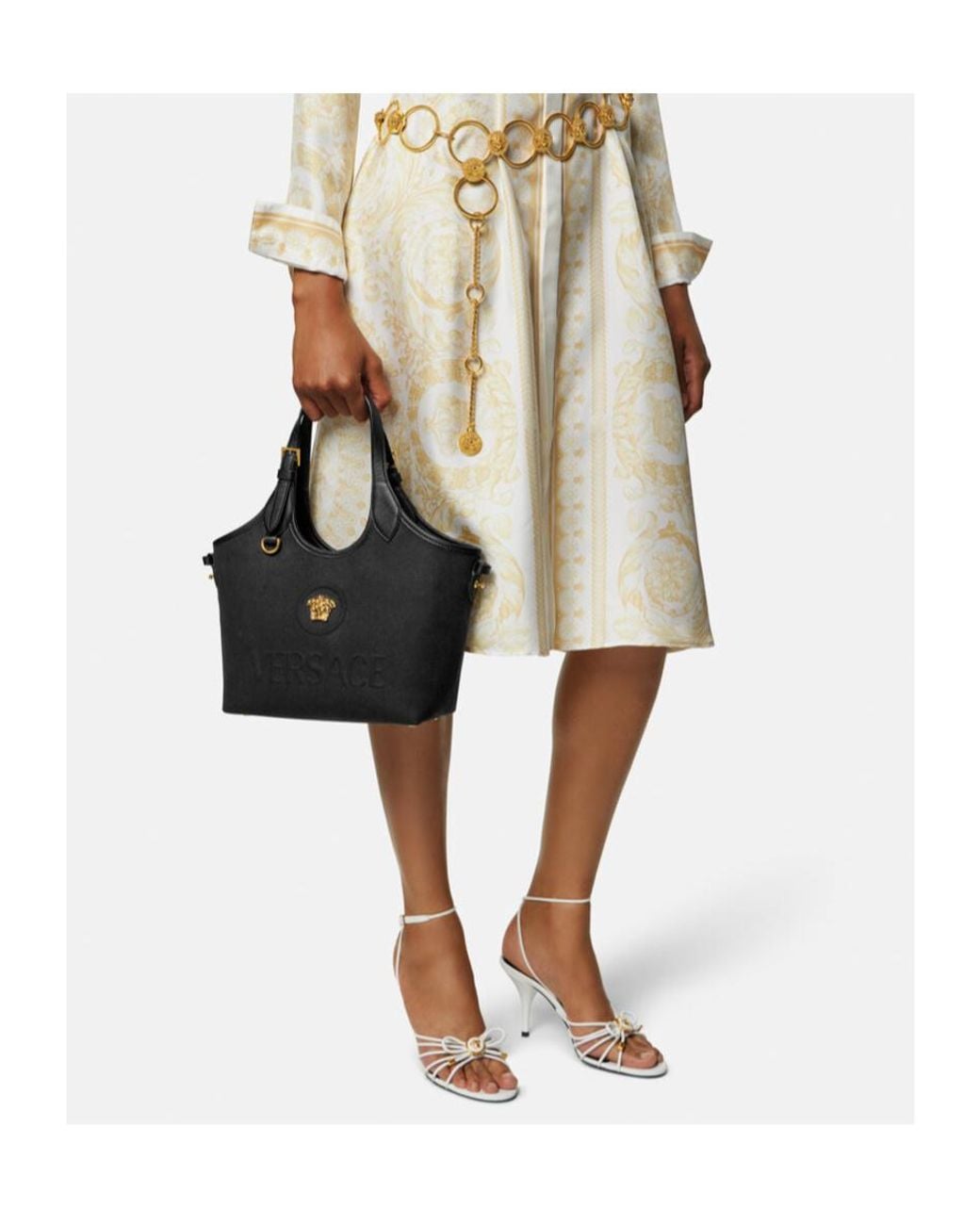 Versace Black La Medusa Mini Tote Bag