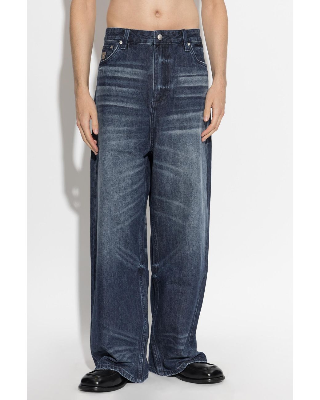 M I S B H V Blue Belt-Loop Jeans for men