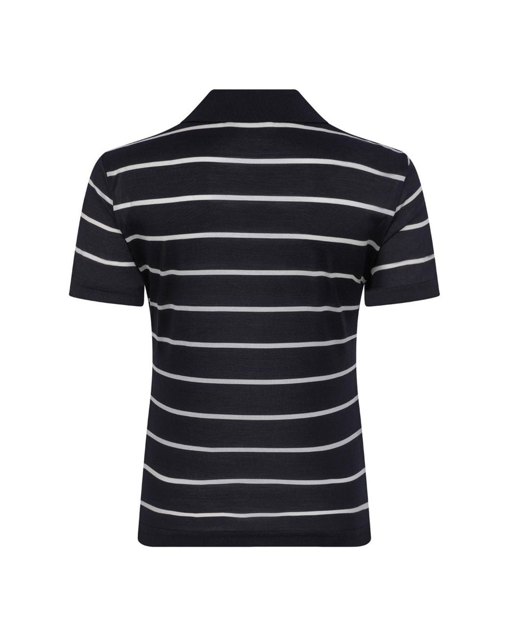 Max Mara Blue Bellico Striped Short-Sleeved Polo Shirt
