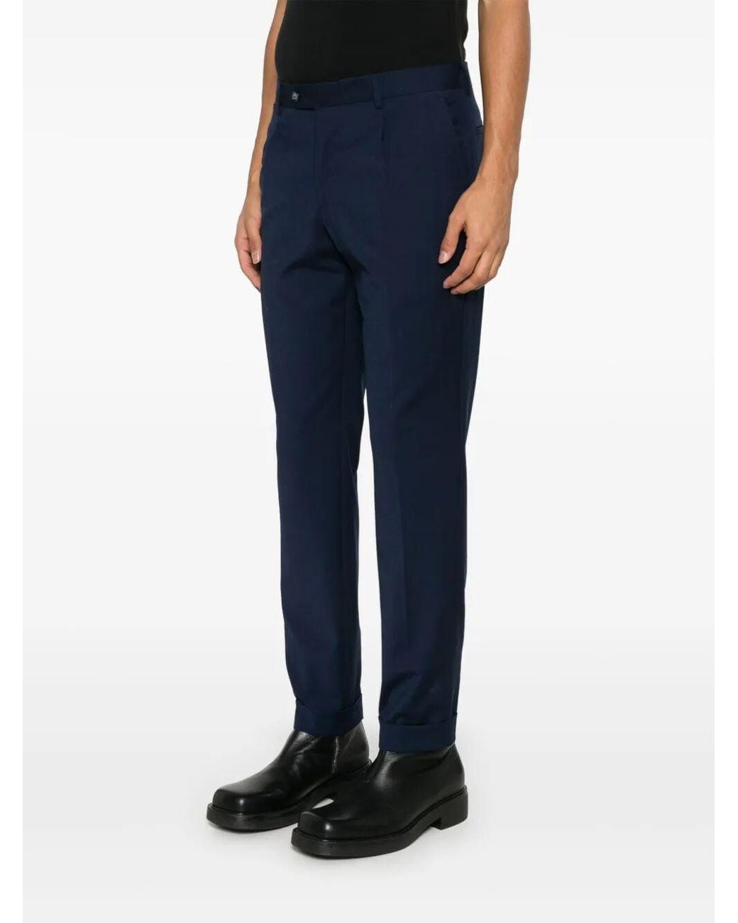 Barba Napoli Blue Belt Loops Slacks for men