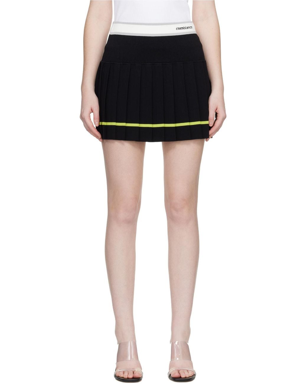 Casablanca Black Striped Pleated Skirt