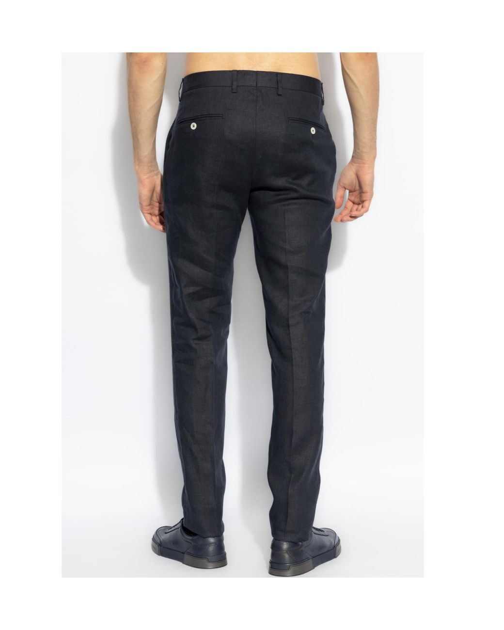 Dolce & Gabbana Blue Pressed Crease Tailored Pants for men