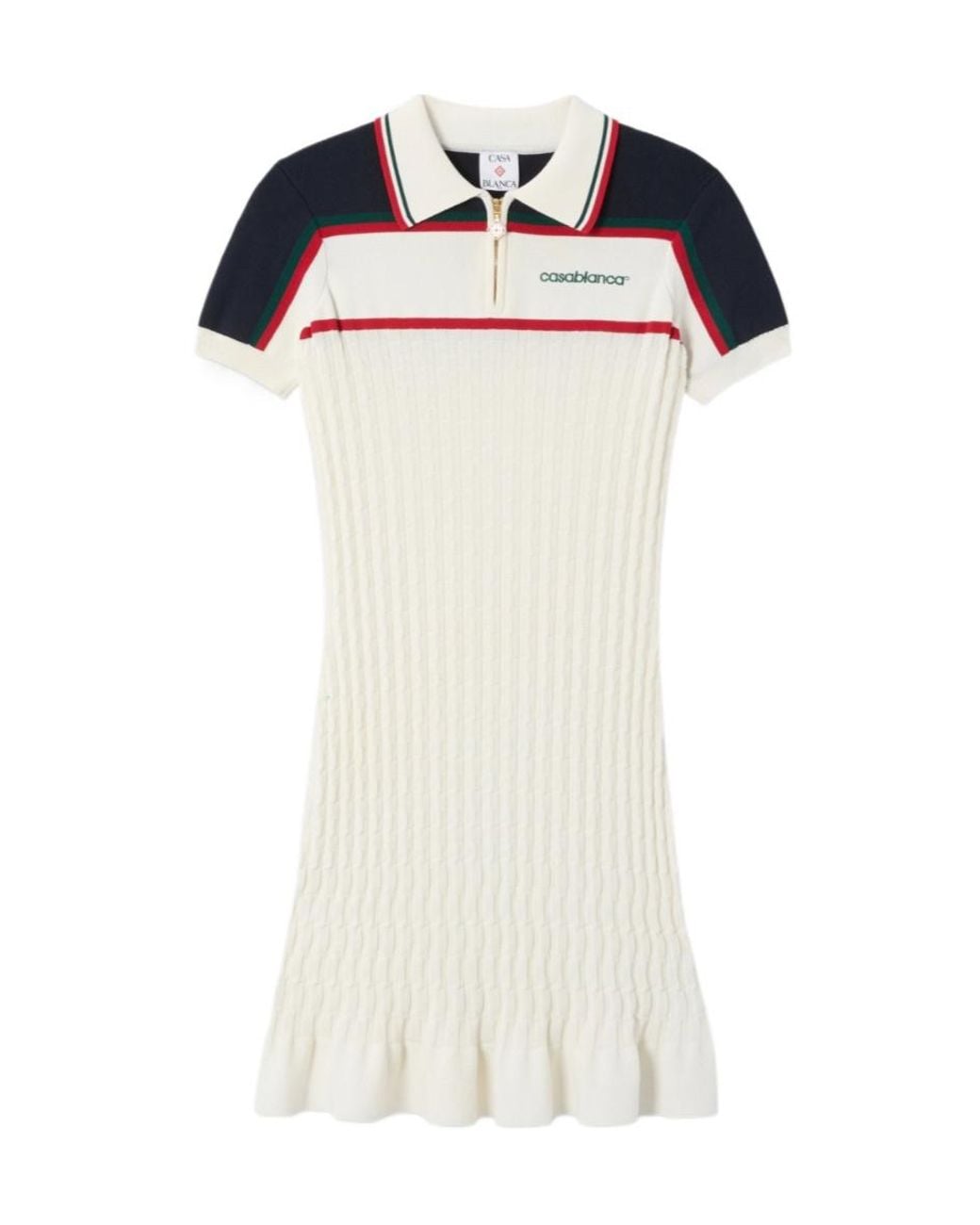 Casablanca White Cream Knit Tennis Polo Mini Dress