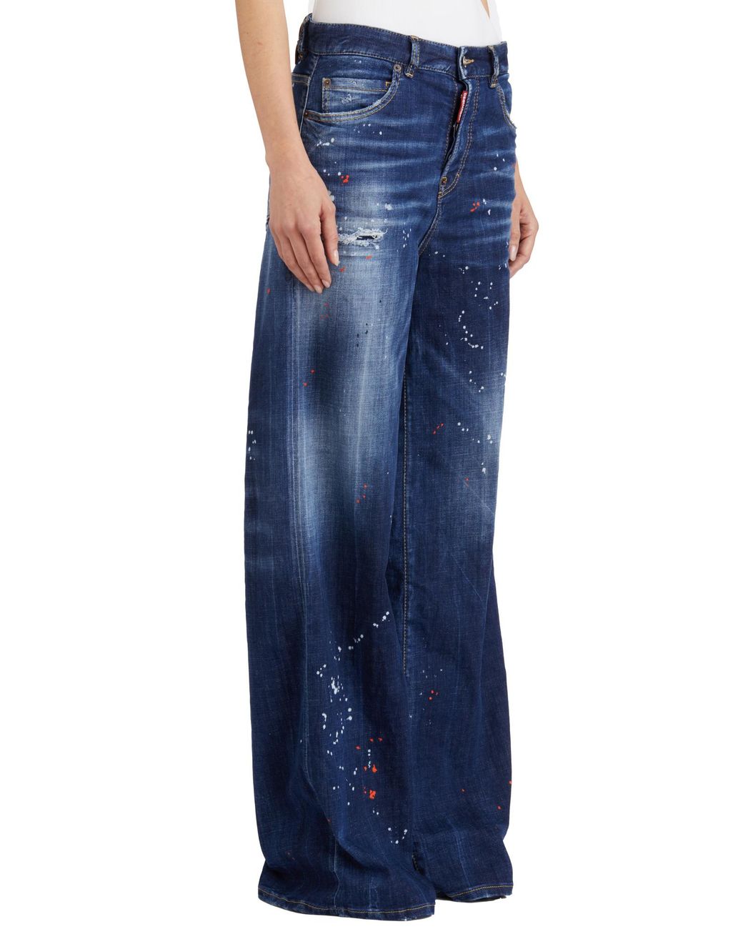 DSquared² Blue Logo-Patch Distressed Jeans