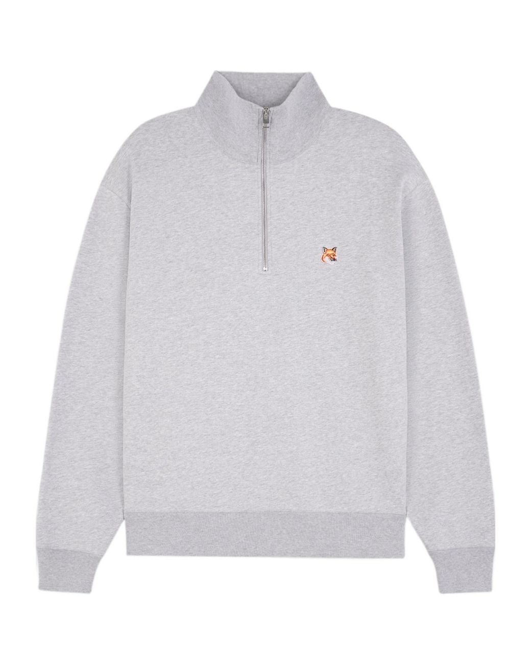 Maison Kitsuné White Maison Kitsuné Fox Head Patch Half-Zip Sweatshirt for men