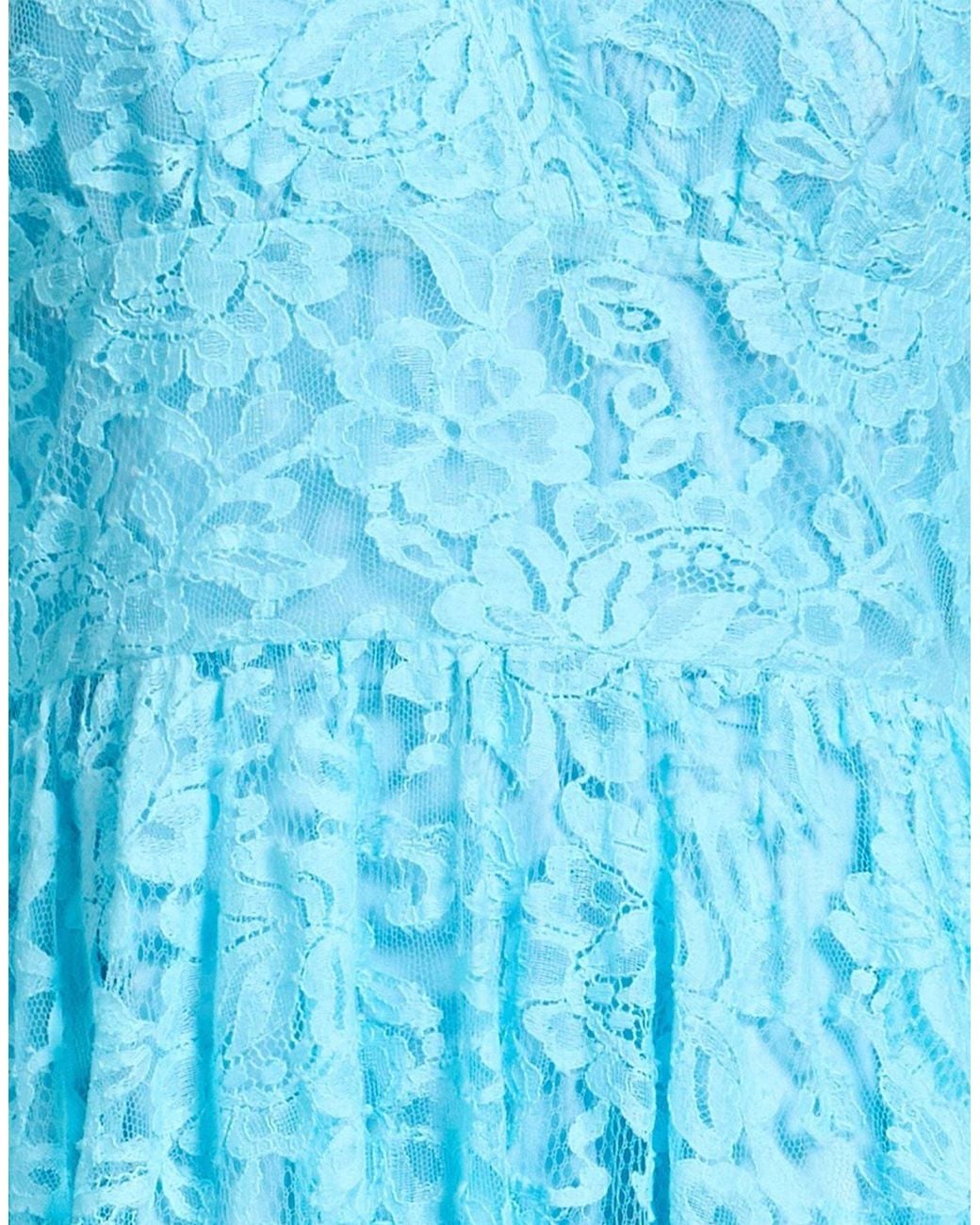 Dolce & Gabbana Blue Long-Sleeved V-Neck Lace Dress
