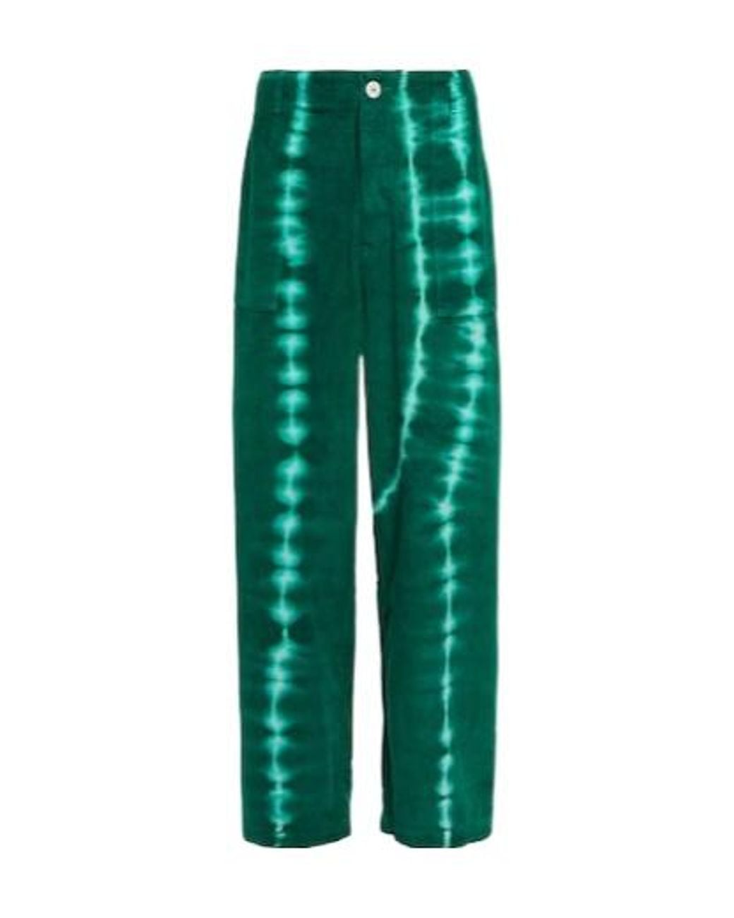 The Elder Statesman Green Tie-Dyed Corduroy Pants for men