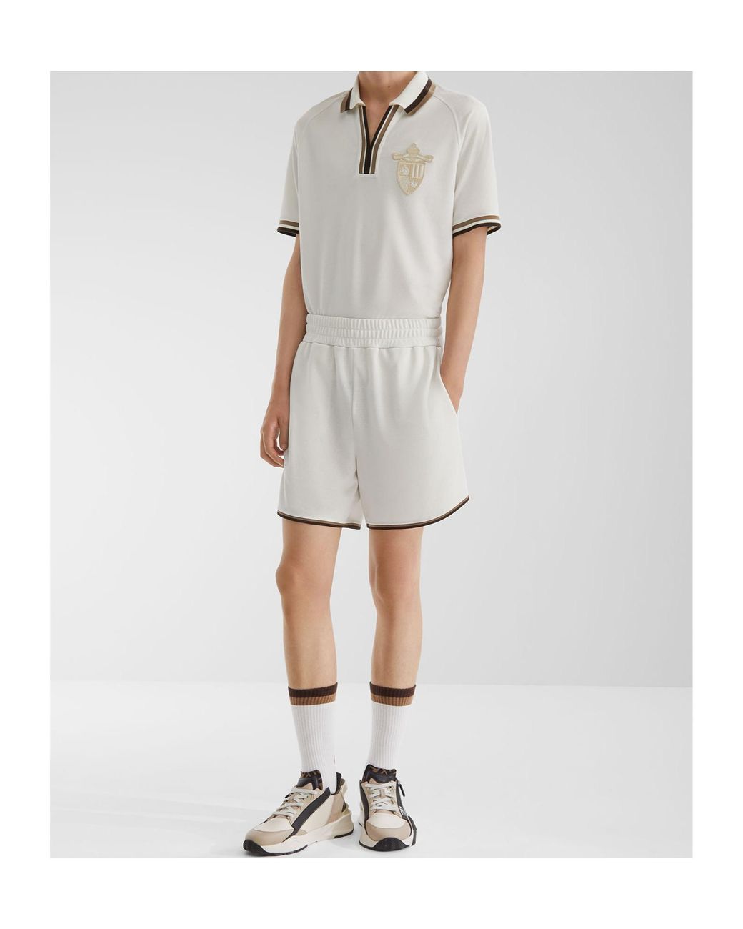 Fendi White Ff Jacquard Elasticated Waistband Shorts for men