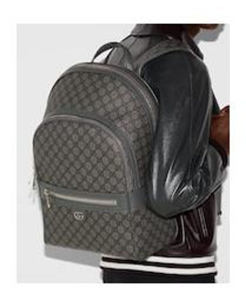 Gucci Gray Ophidia Monogrammed Medium Backpack for men