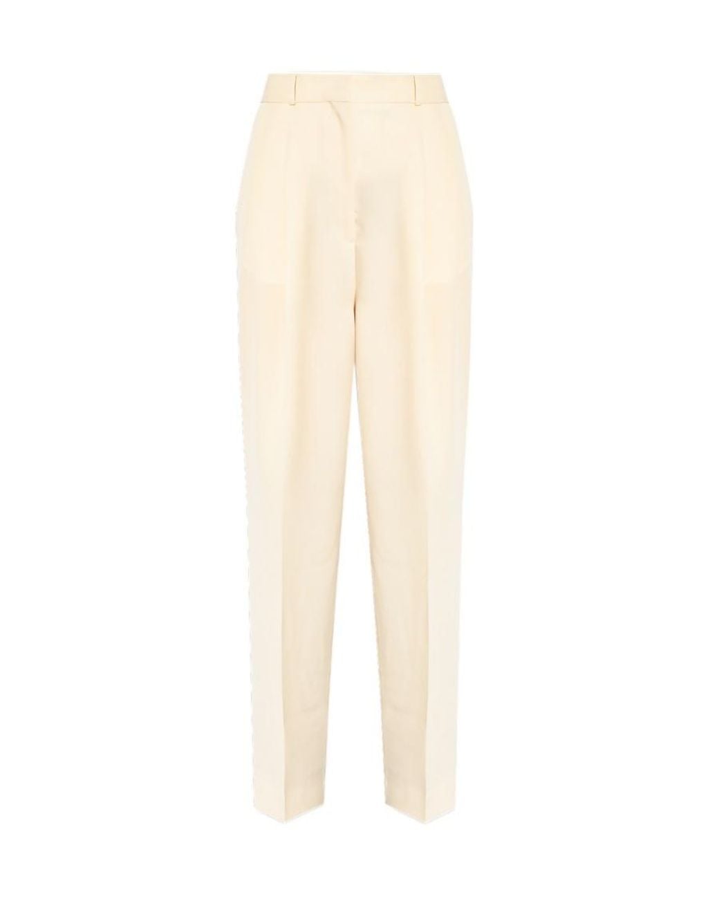 Totême White Totême Pleated Straight-Leg Pants