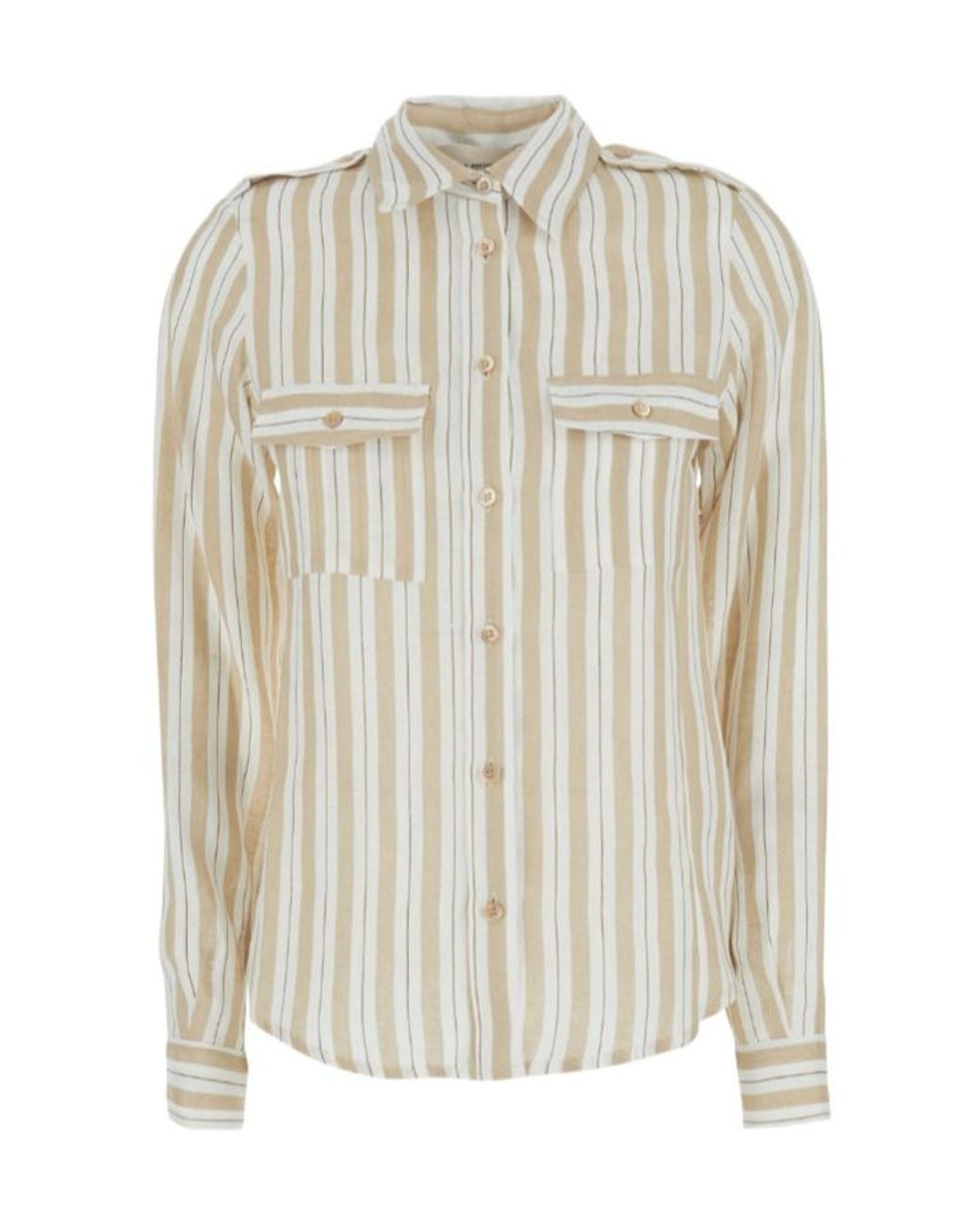 Semicouture White Semi Couture Striped Linen Shirt