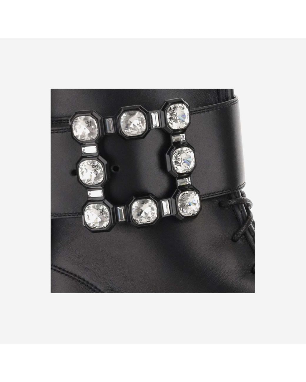 Roger Vivier Black Embellished Lace-Up Boots
