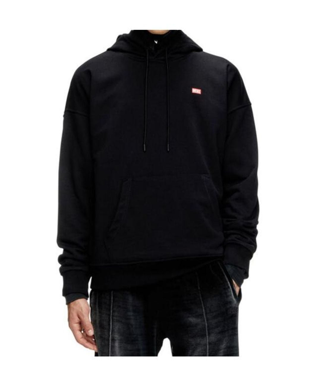 DIESEL Black S-Rob Logo Printed Drawstring Hoodie for men