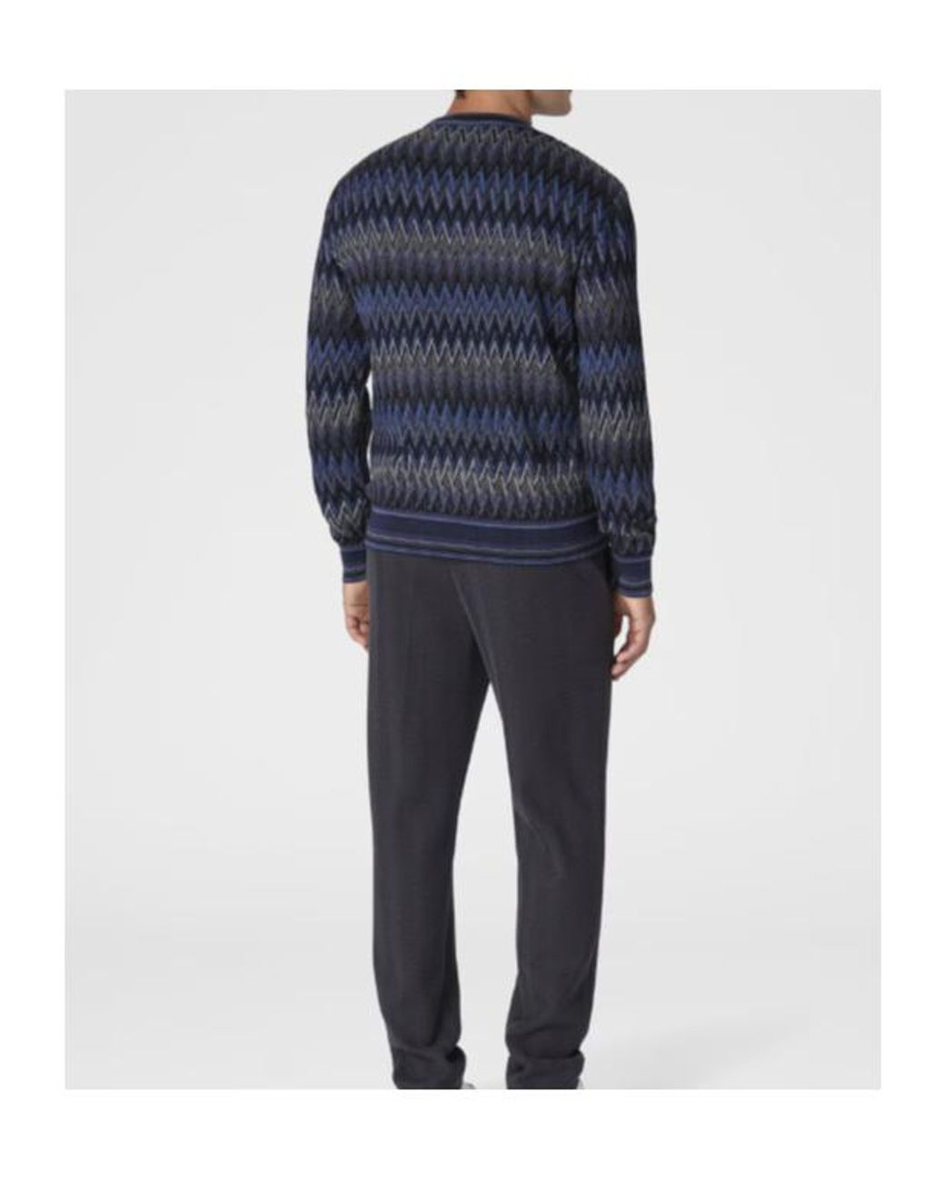Missoni Blue Zigzag Knitted Jumper for men