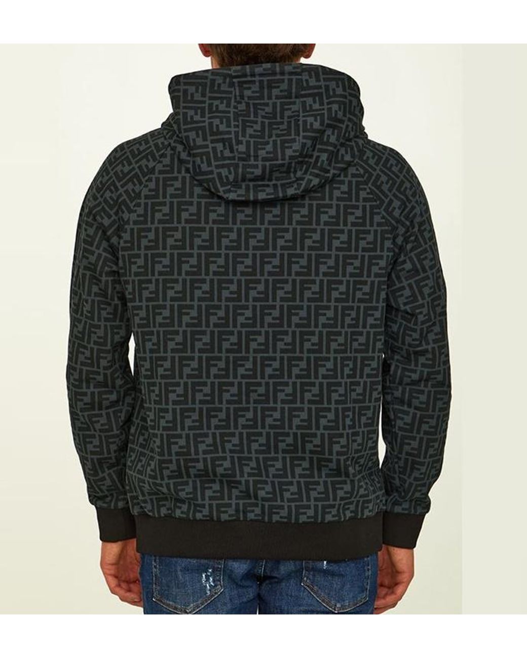 Fendi Blue Ff Logo Hooded Sweatshirt for men