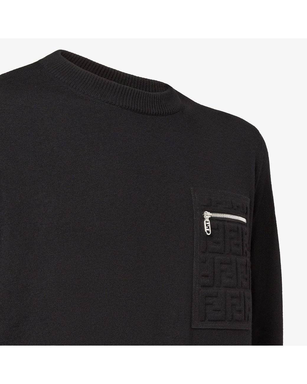 Fendi Black Ff Embossed Crewneck Jumper for men