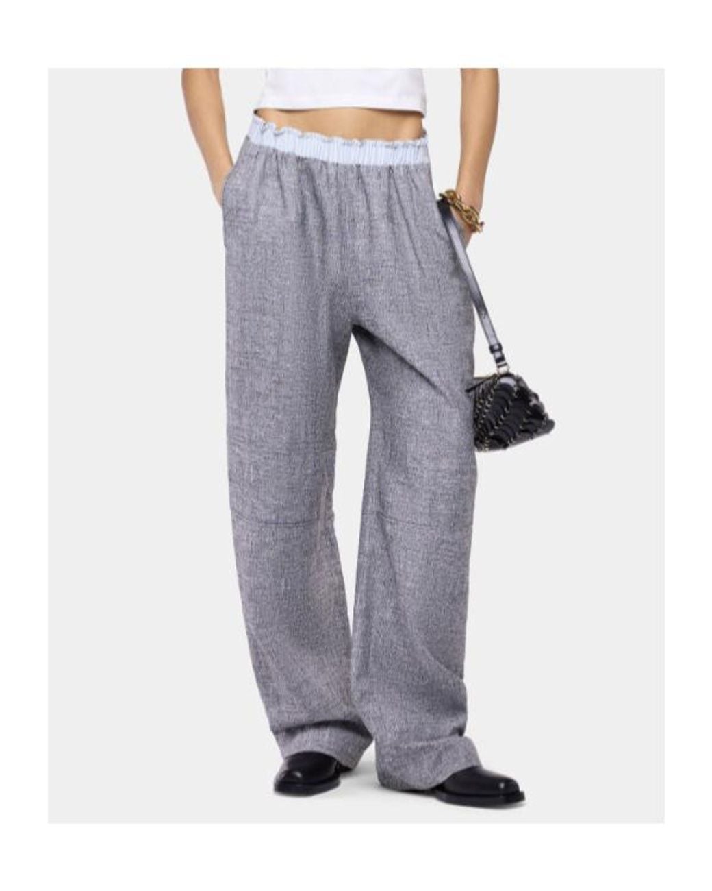 Rabanne Gray Elasticated-Waistband Straight-Leg Trousers