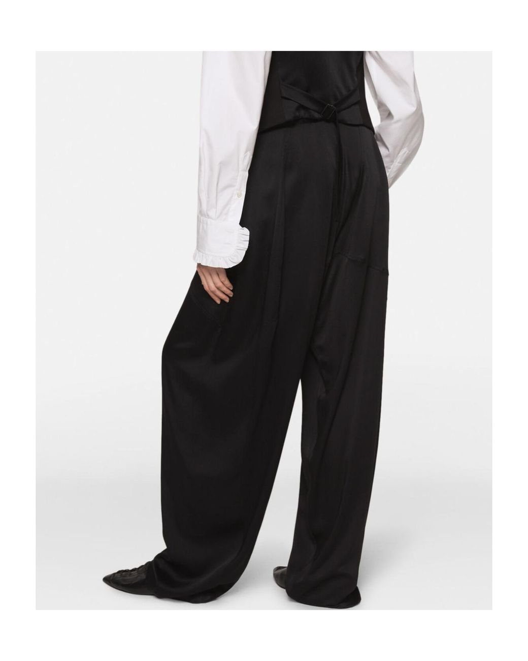 Stella McCartney Blue Decorative Stitch Tapered Satin Trousers