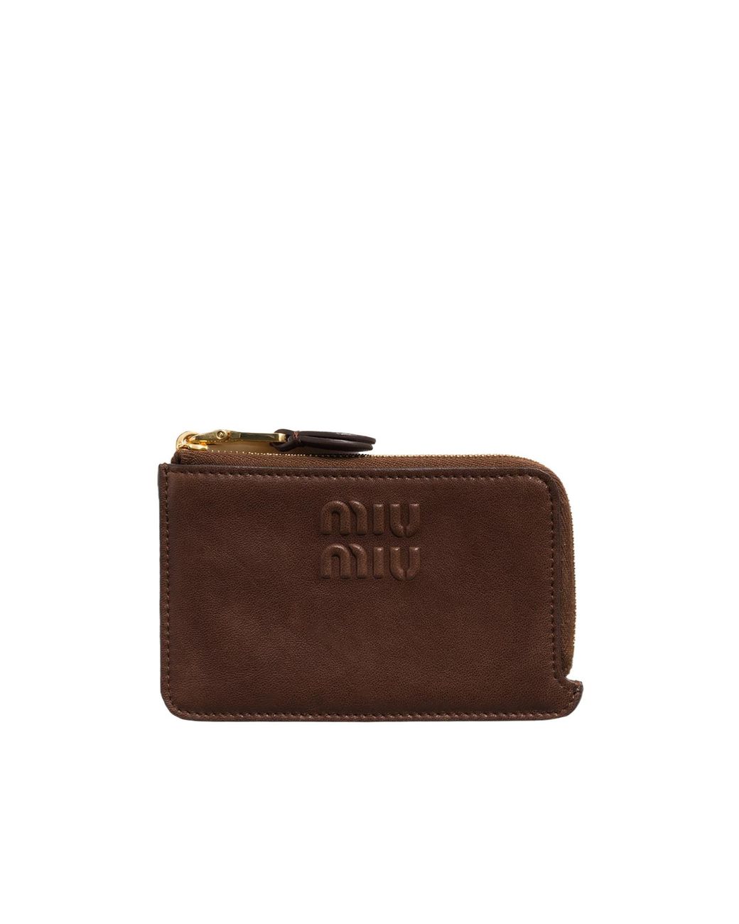 Miu Miu Brown Nappa Leather Envelope Card Holder