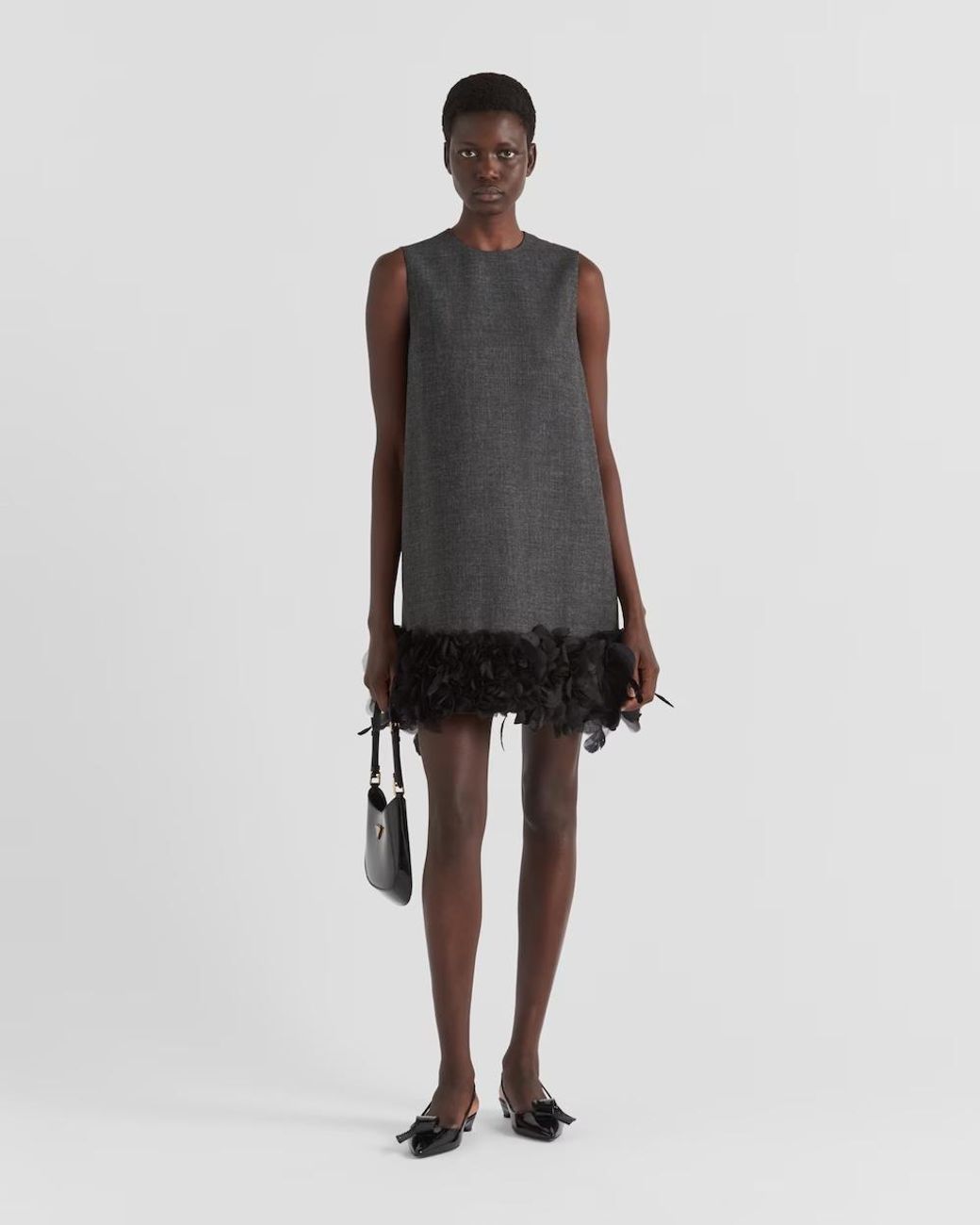 Prada Blue Embroidered Wool Mini-Dress