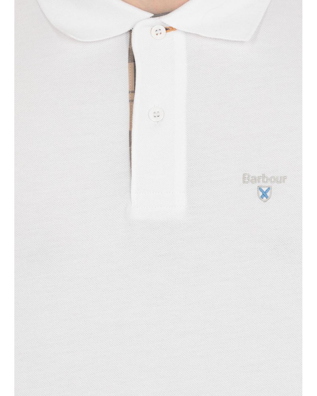 Barbour White Logo Embroidered Short-Sleeved Polo Shirt for men