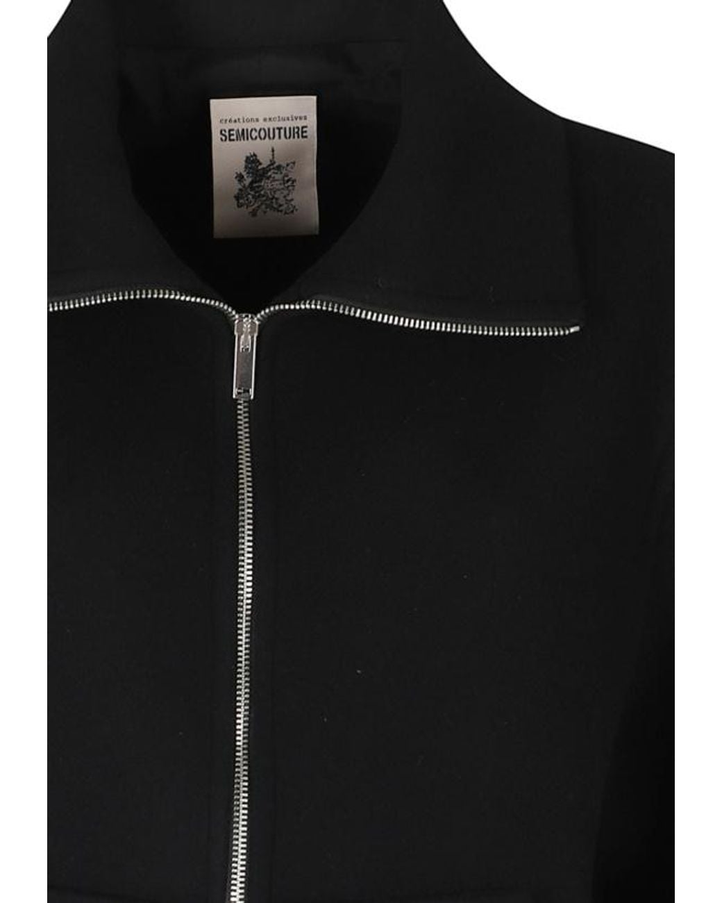 Semicouture Black Jeane Zip-Up Button-Detail Jacket