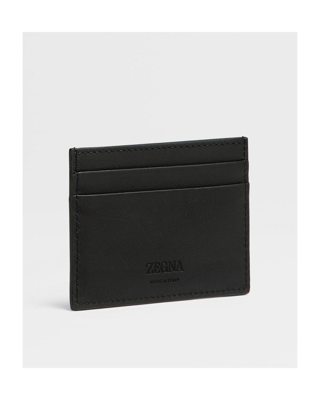 Zegna Black Leather Smooth Cardholder for men