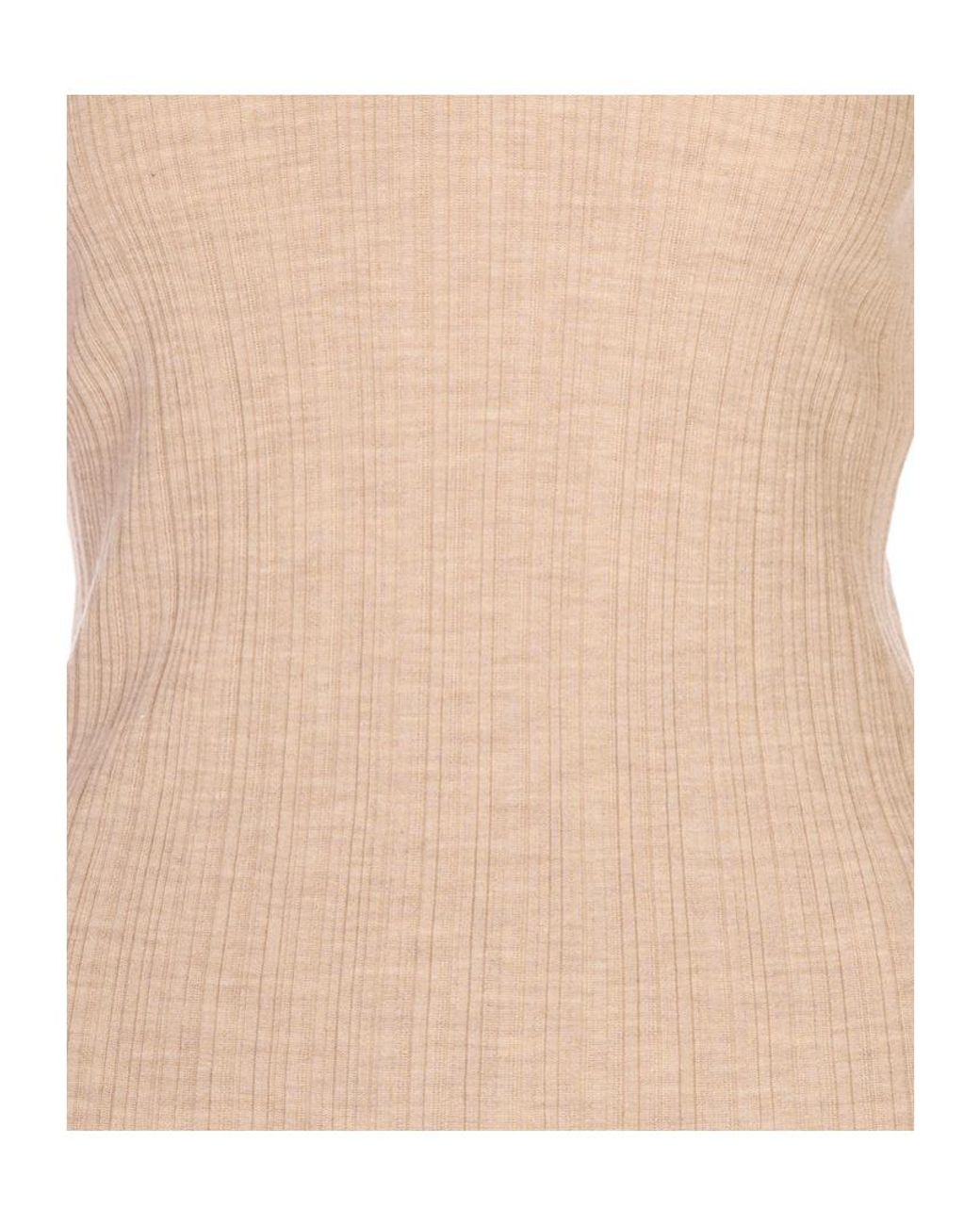 Agnona Natural Ribbed-Knit Buttoned-Cuff Sweater