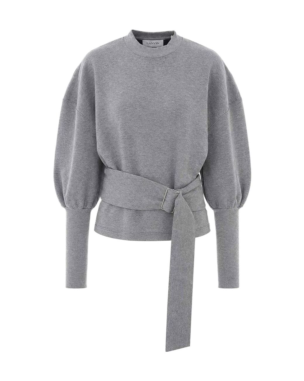 Lanvin Gray Long-Sleeve Tie-Detail Sweatshirt